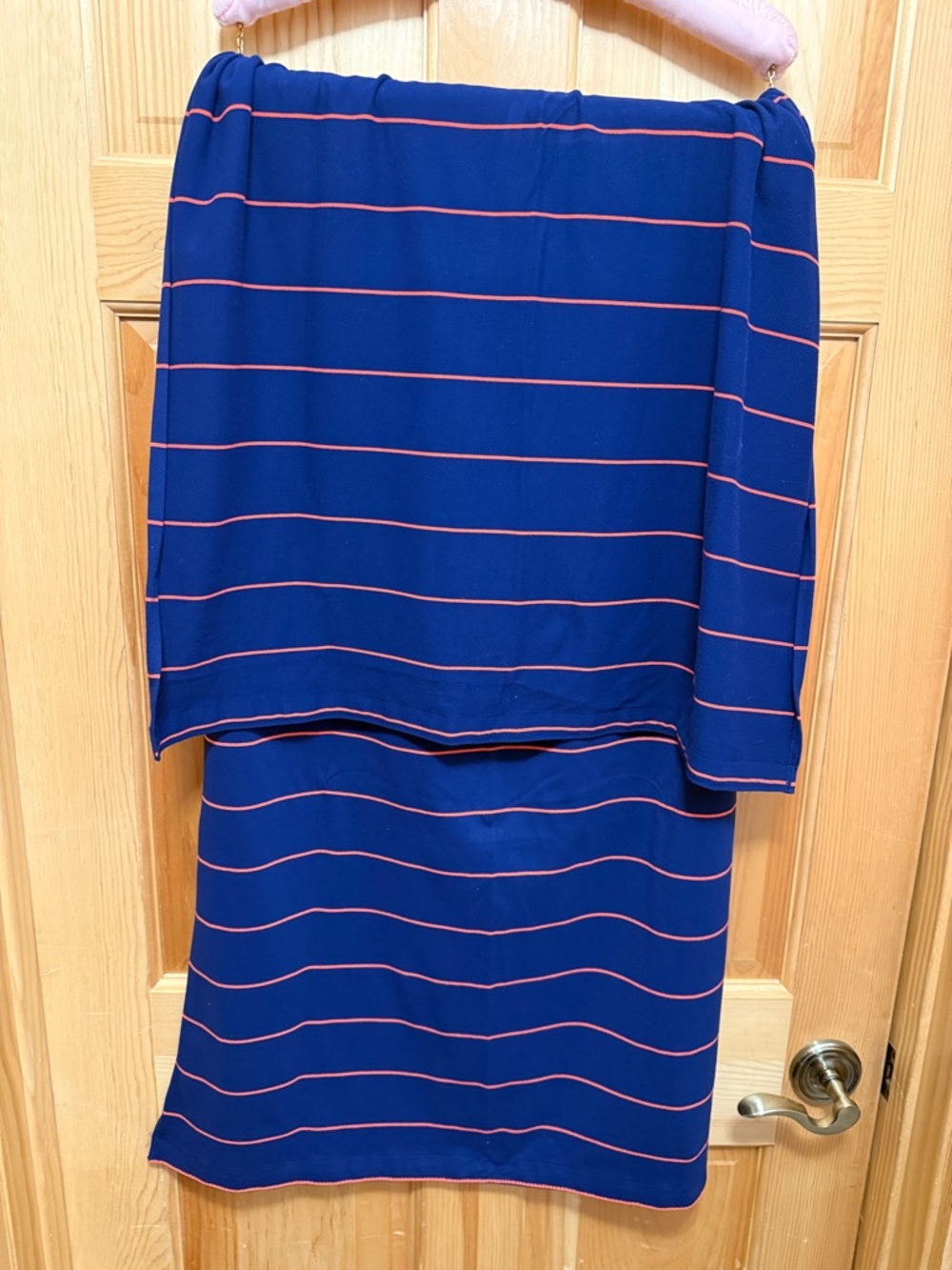 Blue & Pink Striped Women's Skirt - Classic Pencil Style